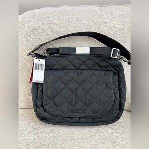 NWT Vera Bradley Carson Shoulder Bag in Black Performance Twill
